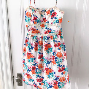 Trixxi Floral Skater Dress with Lace Trim